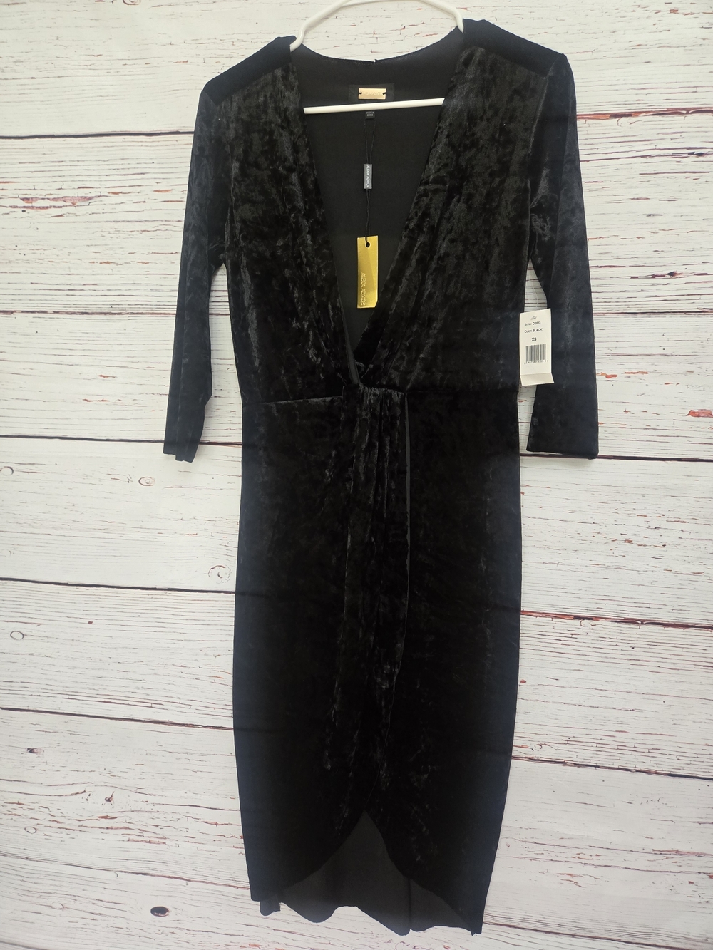 NWT Alexia Admor Black Velvet Wrap Midi Dress XS